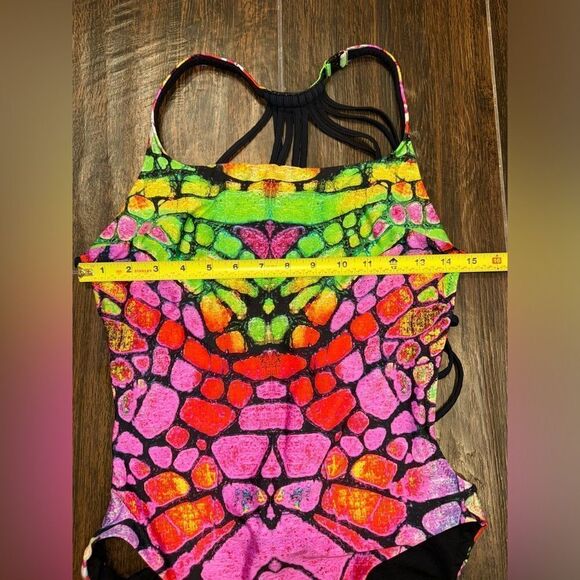 Zeki one piece monokini kaleidoscope butterfly deep back swimsuit - Picture 3 of 9